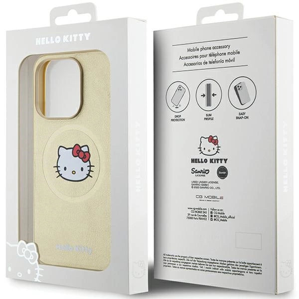 Hello Kitty Leather Kitty Head MagSafe case for iPhone 14 Pro - gold