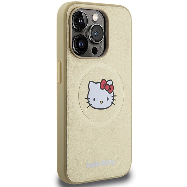 Hello Kitty Leather Kitty Head MagSafe case for iPhone 15 Pro - gold