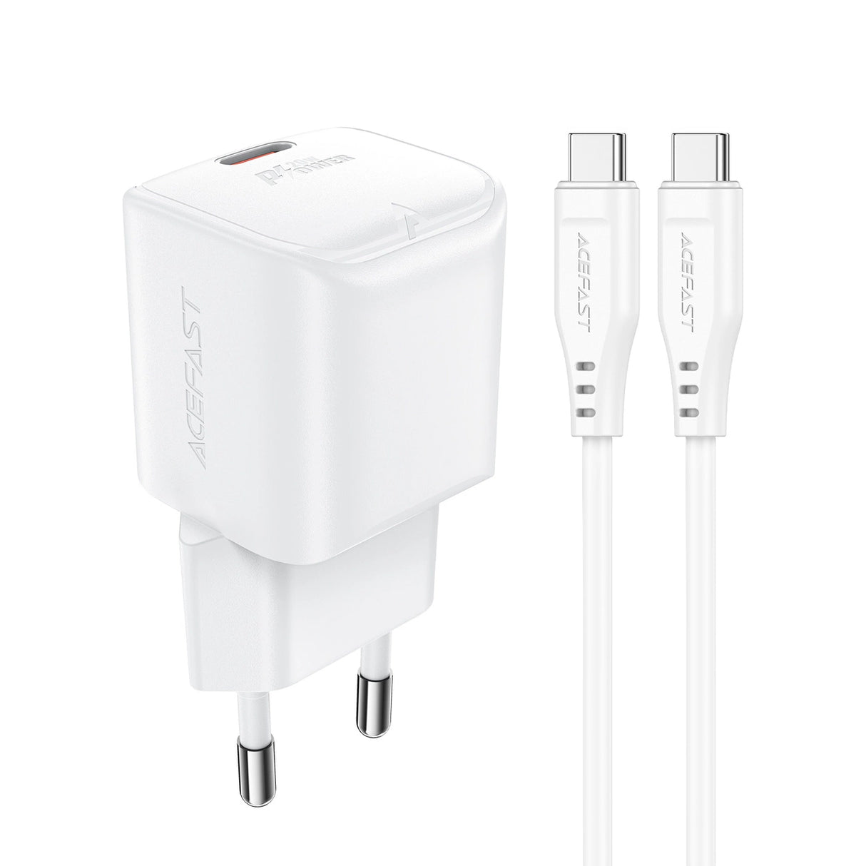 Acefast A73 Mini PD 20W GaN vægoplader + USB-C kabel - hvid