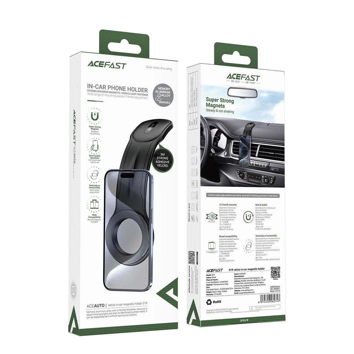 Acefast D19 magnetisk bilholder til cockpit - sort