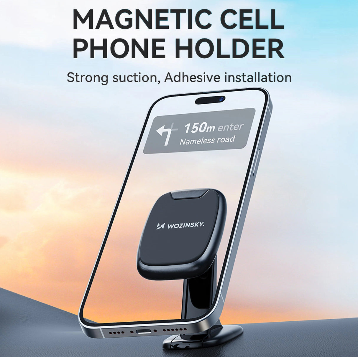 Wozinsky WUMTD Magnetic Car Dashboard Phone Holder - Black