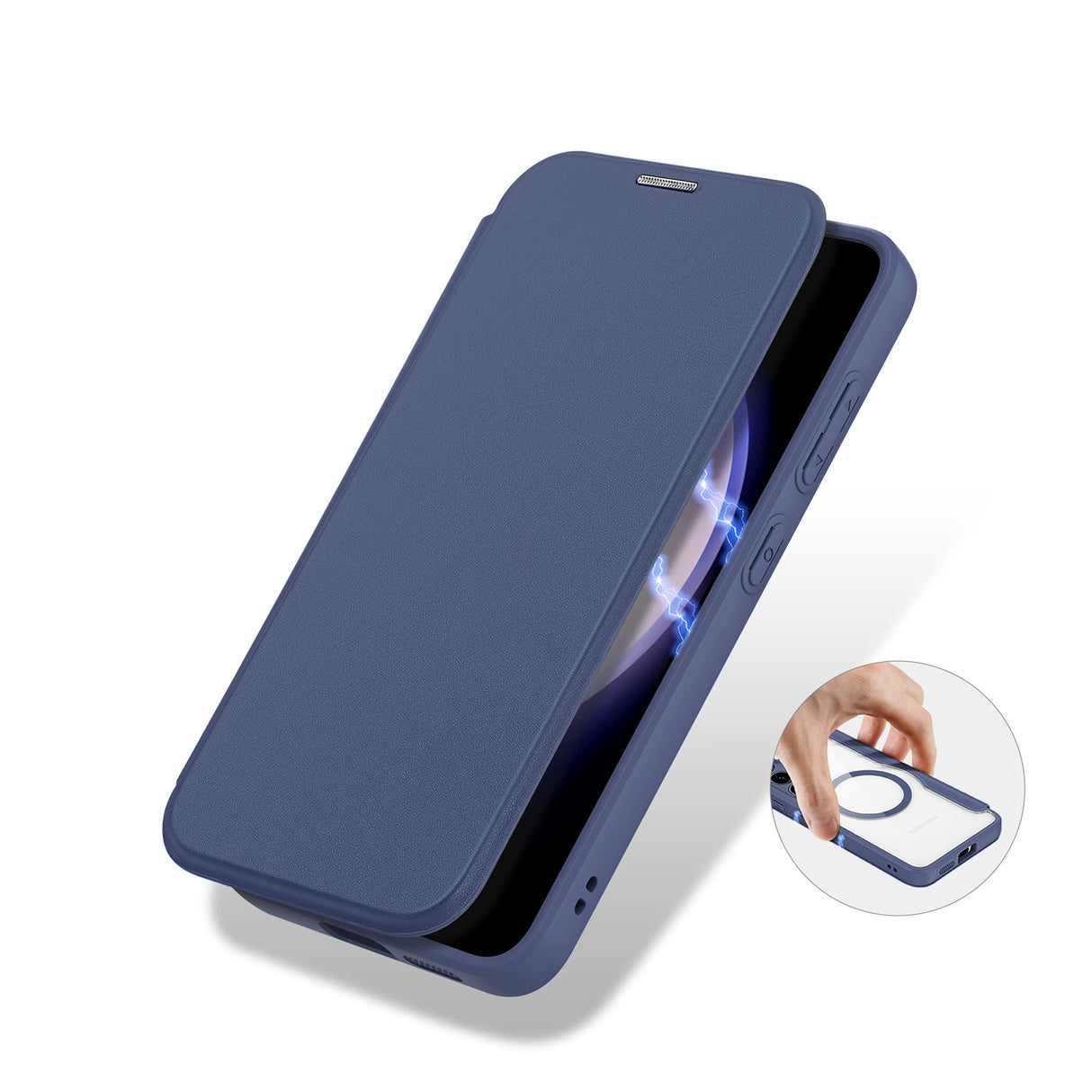 Dux Ducis Skin X Pro case for Samsung S24+ with magnetic ring and flap - blue