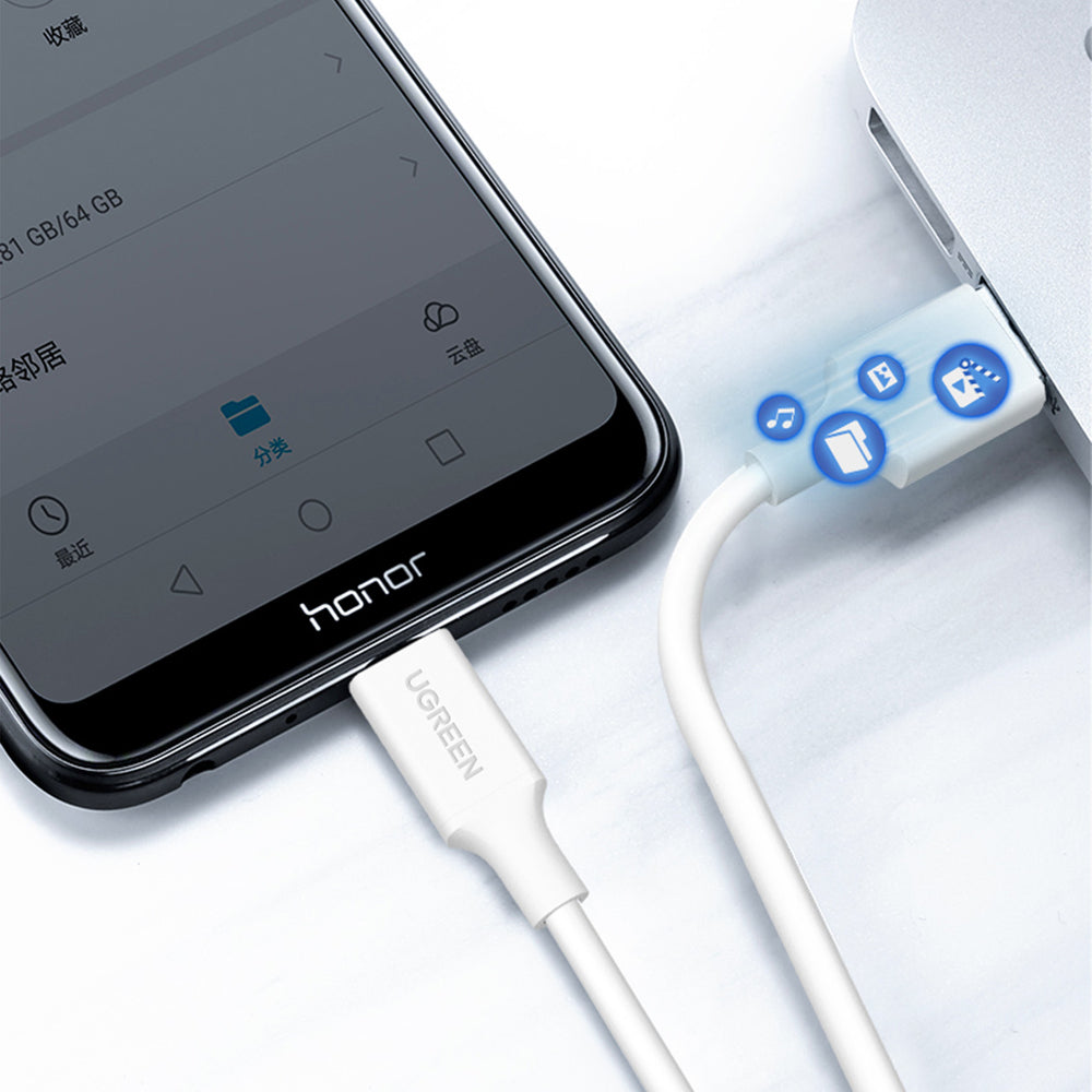 Grøn US289 60142 mikro USB / USB-A kabel 1,5 m - hvid