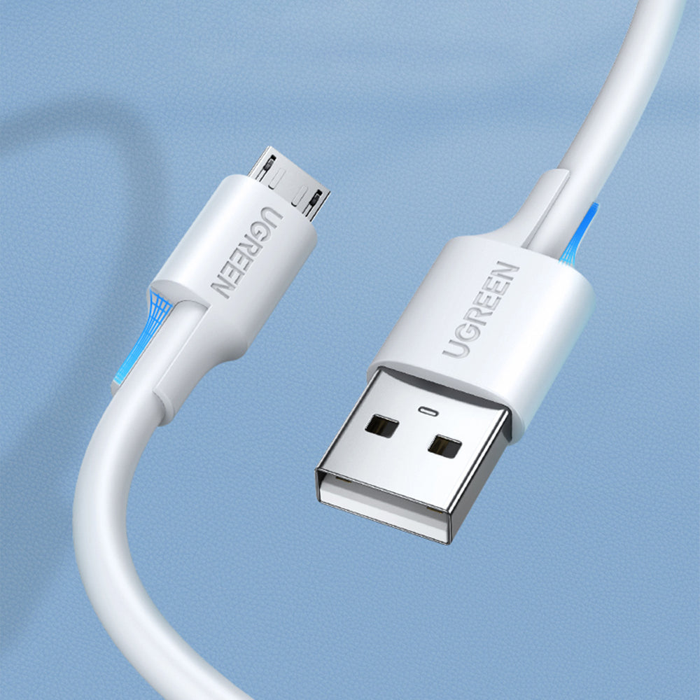 Grøn US289 60143 micro USB / USB-A kabel 2m - hvid
