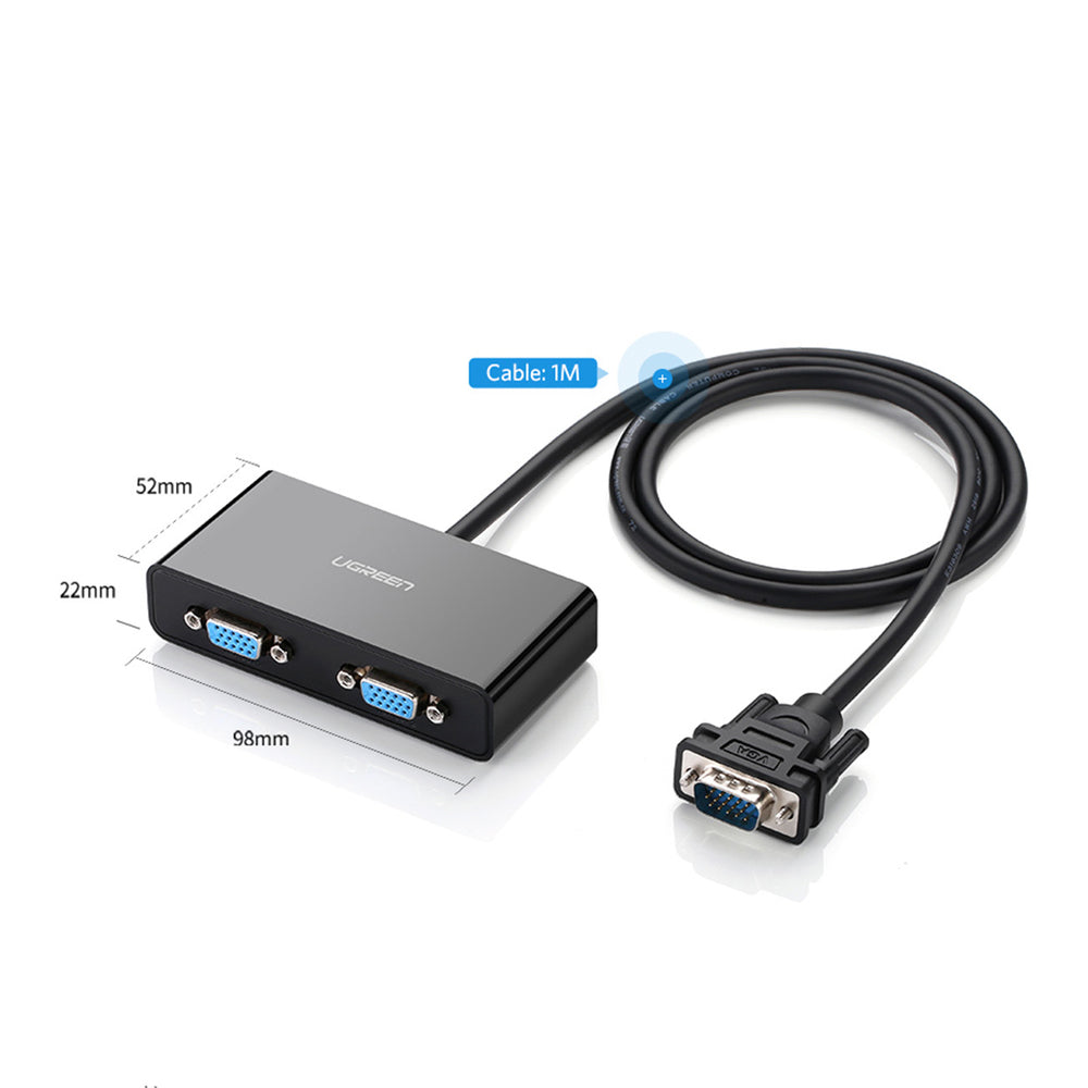 Ugreen 40254 1x2 VGA Splitter 1920x1440 60Hz - sort