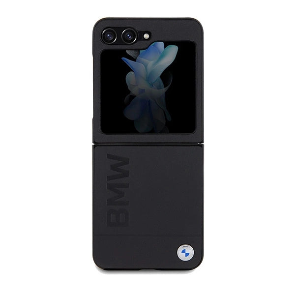 BMW læder Hot Stamp case til Samsung Galaxy Z Flip 5 - sort