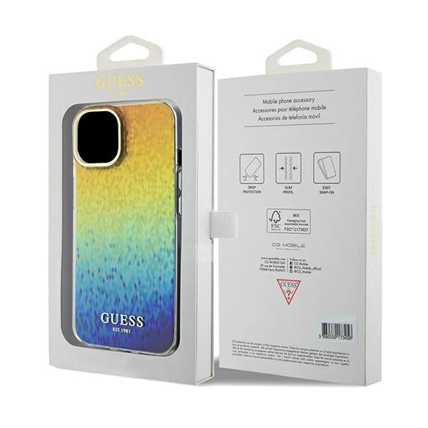 Guess IML Faceted Mirror Disco Iridescent case for iPhone 14 / 15 / 13 - multicolor