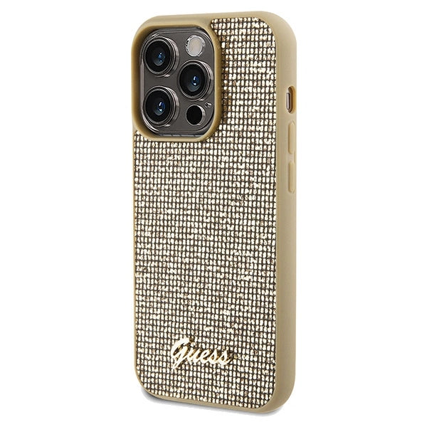 Guess Disco Metal Script case for iPhone 14 Pro Max - gold