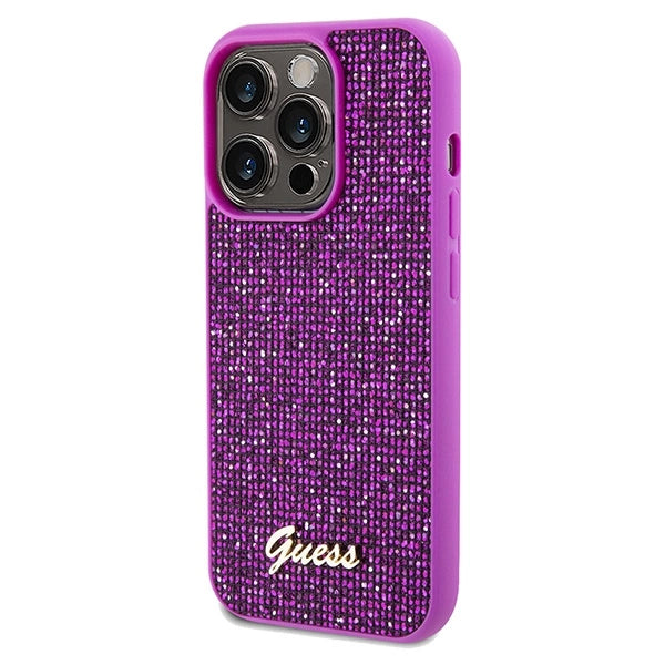 Guess Disco Metal Script case for iPhone 14 Pro Max - fuchsia