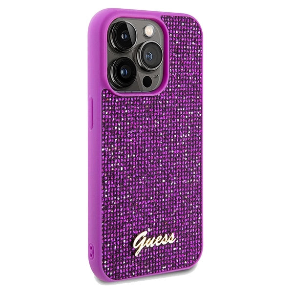 Guess Disco Metal Script case for iPhone 14 Pro Max - fuchsia