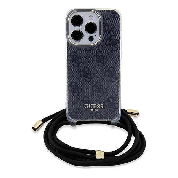 Guess Crossbody Cord 4G Print case for iPhone 15 Pro Max - black
