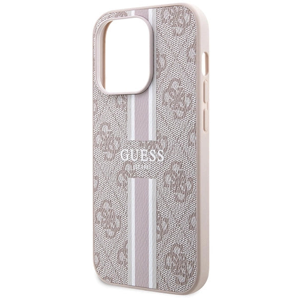 Guess 4G Printed Stripes MagSafe case for iPhone 15 Pro - pink