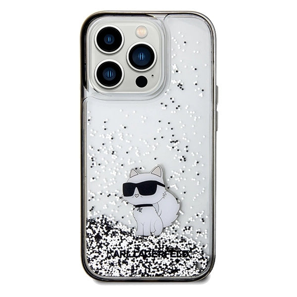 Karl Lagerfeld Liquid Glitter Choupette case for iPhone 14 Pro - transparent