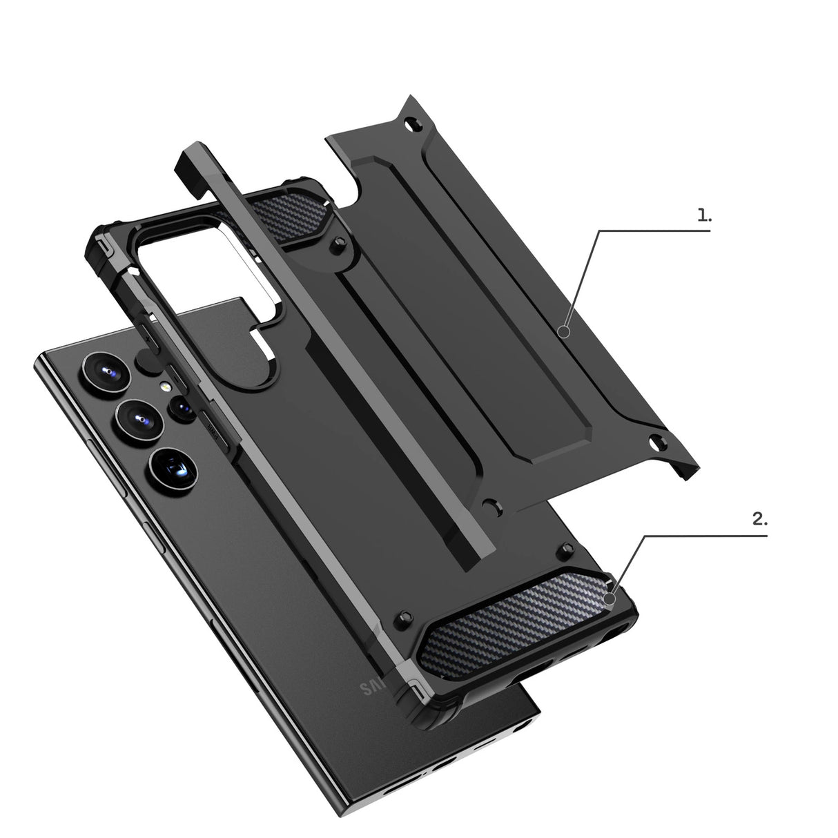 Hybrid Armor case til Samsung Galaxy S24 Ultra - sort