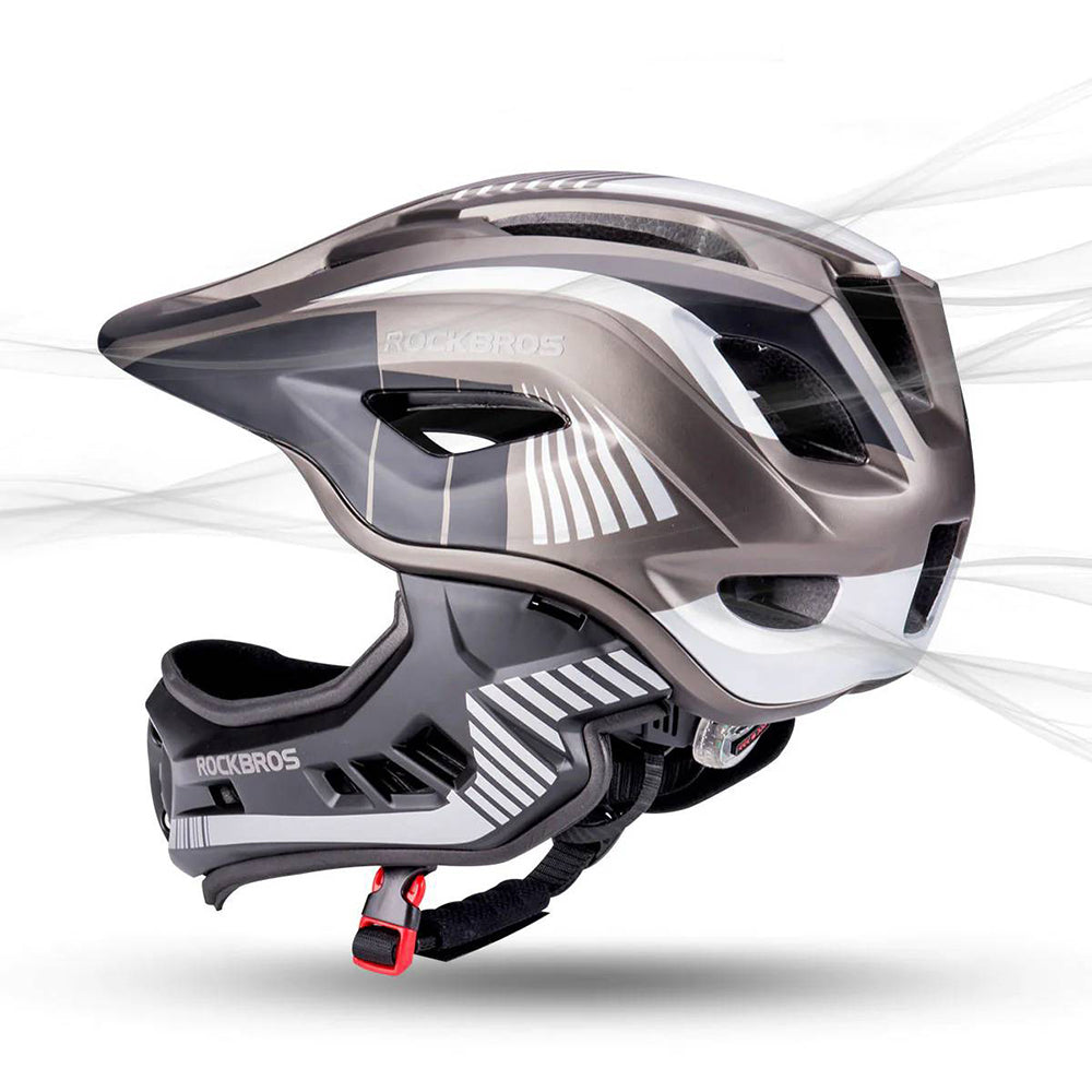 Rockbros TT-32SBTG-S cykelhjelm til børn med aftagelig skindstang, størrelse S - grå