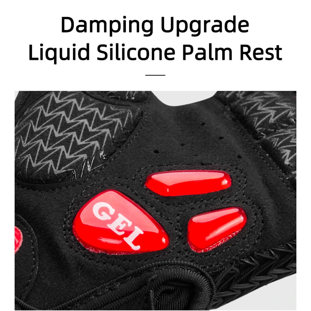 Rockbros S169BR XXL cykelhandsker med gelindlæg - sort og rød