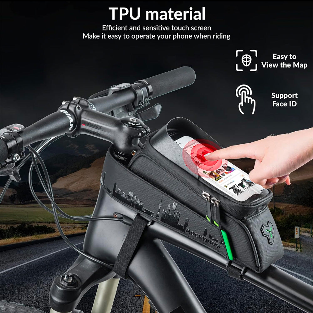 Rockbros 029-1BK cykeltaske til ramme med telefonomslag - sort