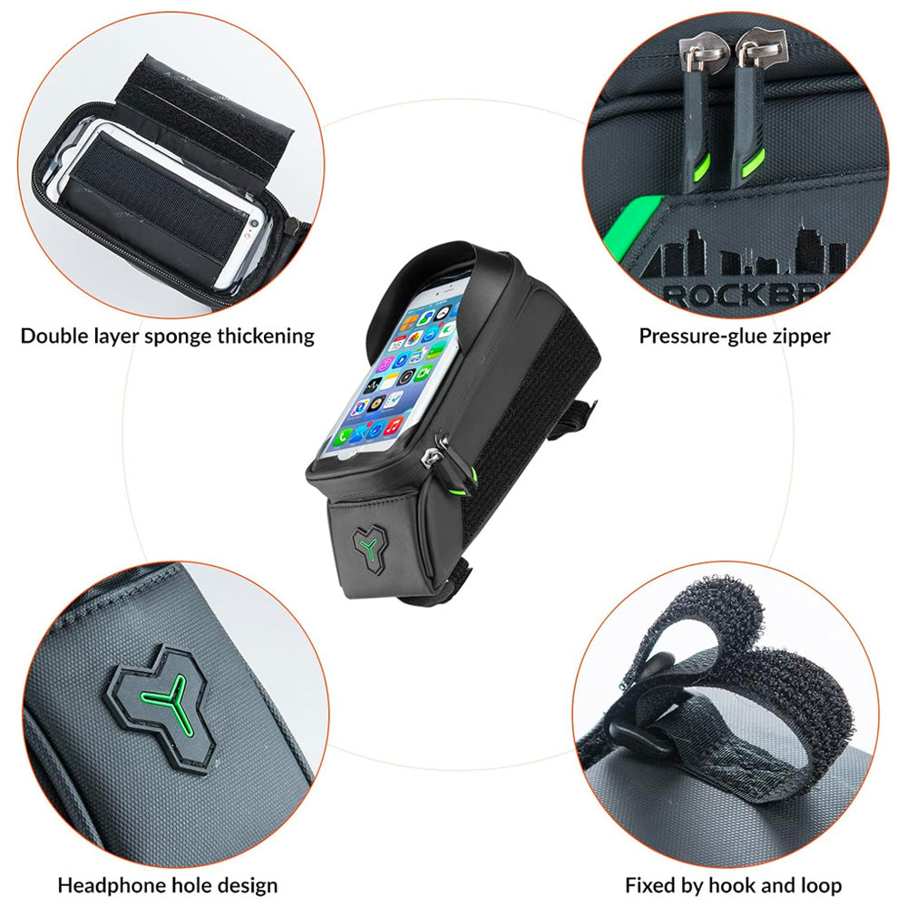 Rockbros 029-1BK cykeltaske til ramme med telefonomslag - sort