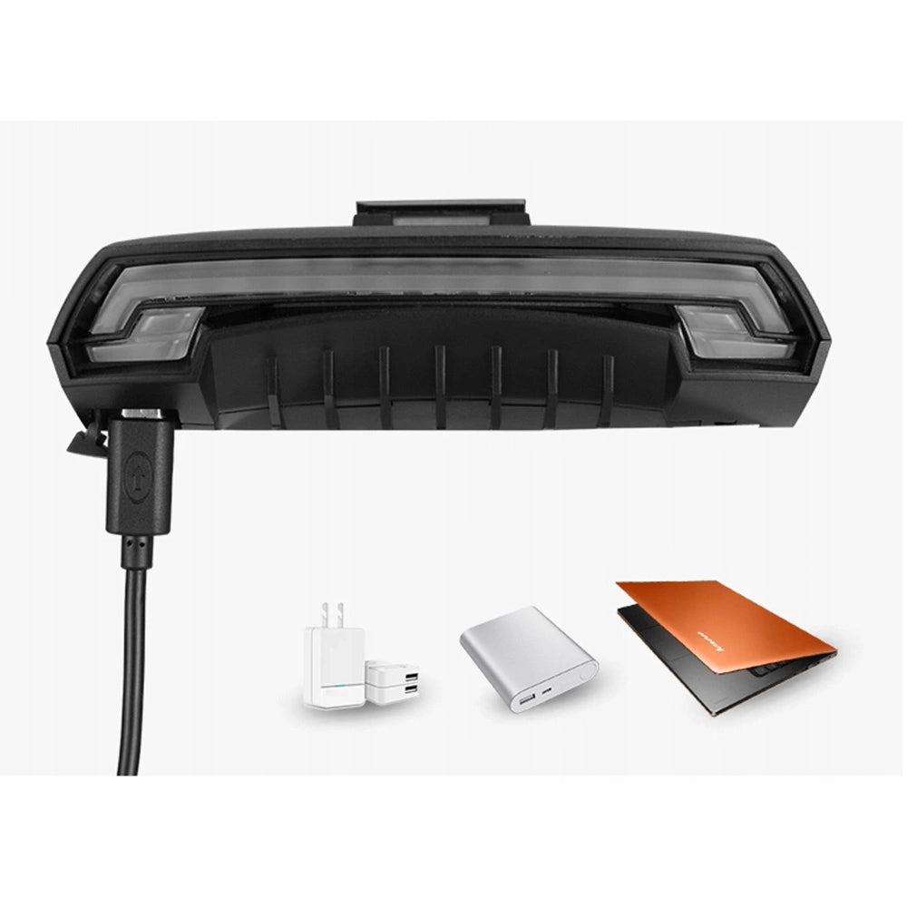 Rockbros LKWD-R1 baghjulslys med laser og fjernbetjening + Micro USB - USB-A-kabel - sort