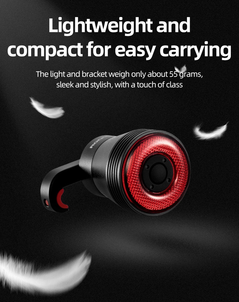 Rockbros Q5 Rear Bike Light with Intelligent Stop System - Black
