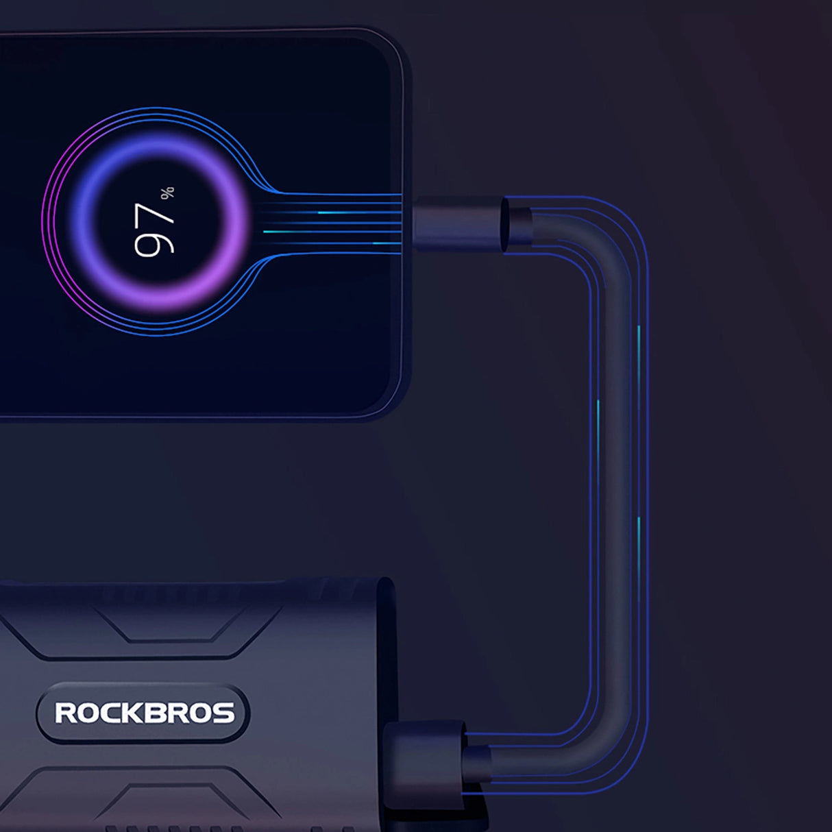 Rockbros 24310002001 bicycle light 850 lm with powerbank function + USB-C - USB-A cable - black