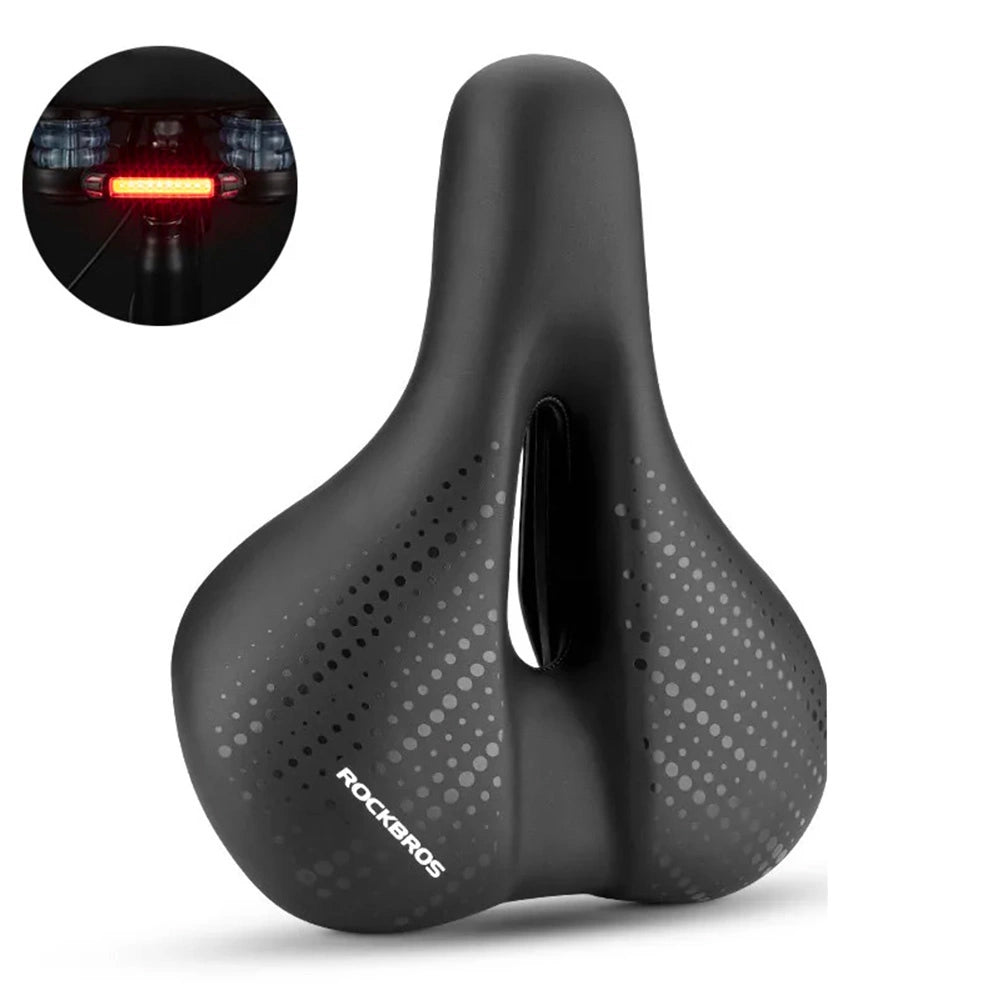 Rockbros 38218916002 MTB cykel sadel + lampe - sort