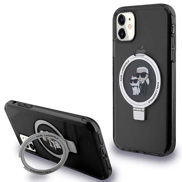 Karl Lagerfeld Ring Stand Karl&Choupette MagSafe case for iPhone 11 / Xr - black