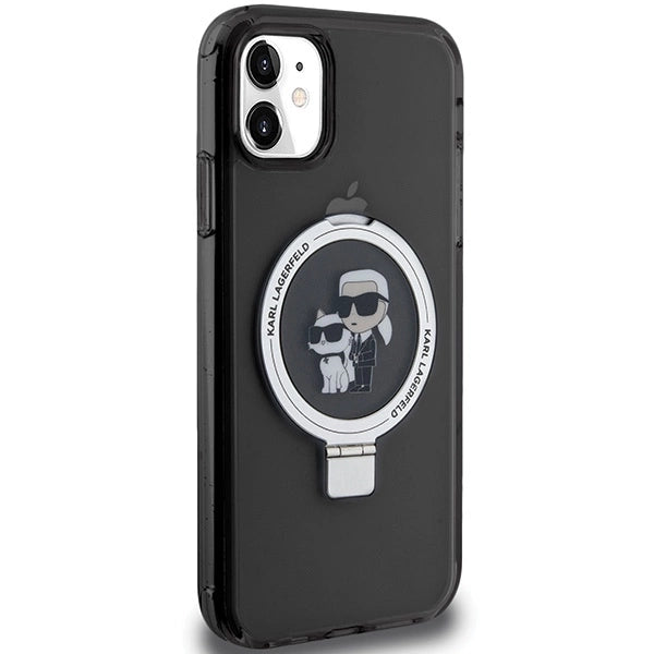 Karl Lagerfeld Ring Stand Karl&Choupette MagSafe case for iPhone 11 / Xr - black