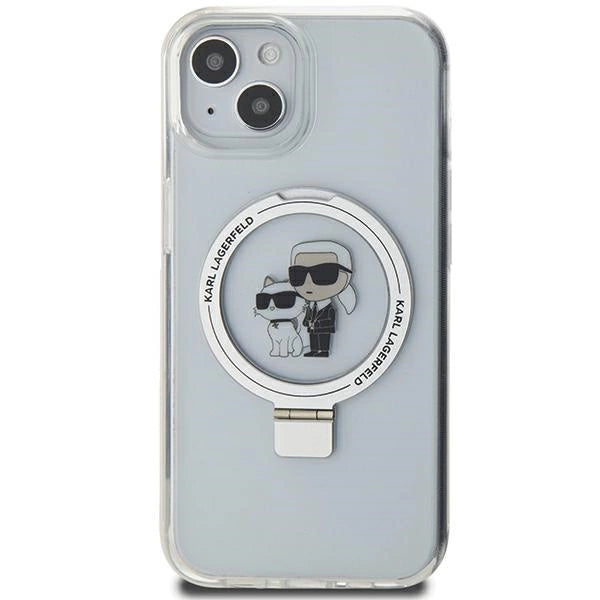 Karl Lagerfeld Ring Stand Karl&Choupette MagSafe case for iPhone 14 / 15 / 13 - white