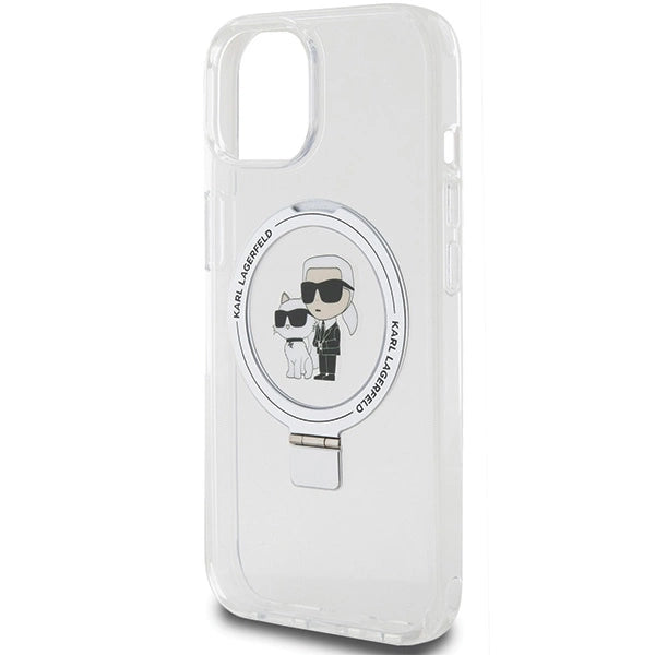 Karl Lagerfeld Ring Stand Karl&Choupette MagSafe case for iPhone 14 / 15 / 13 - white