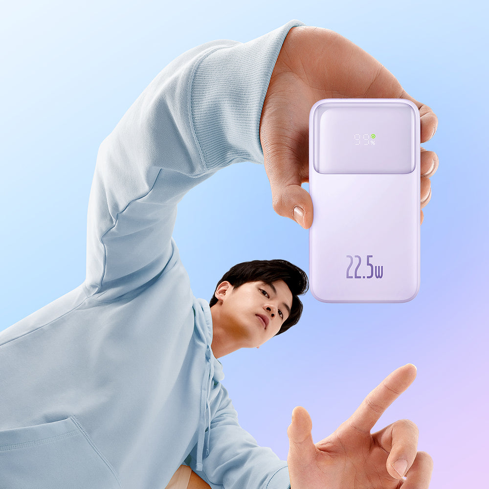 Baseus Comet Series powerbank med display 20000mAh 22.5W - lilla + USB-A / USB-C kabel