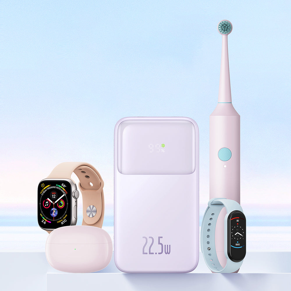 Baseus Comet Series powerbank med display 20000mAh 22.5W - lilla + USB-A / USB-C kabel