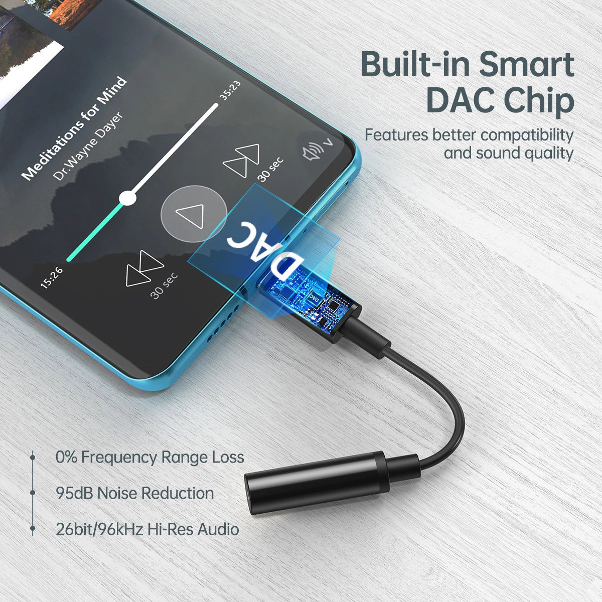 Choetech AUX003 USB-C / DC 3,5 mm lydadapter - sort