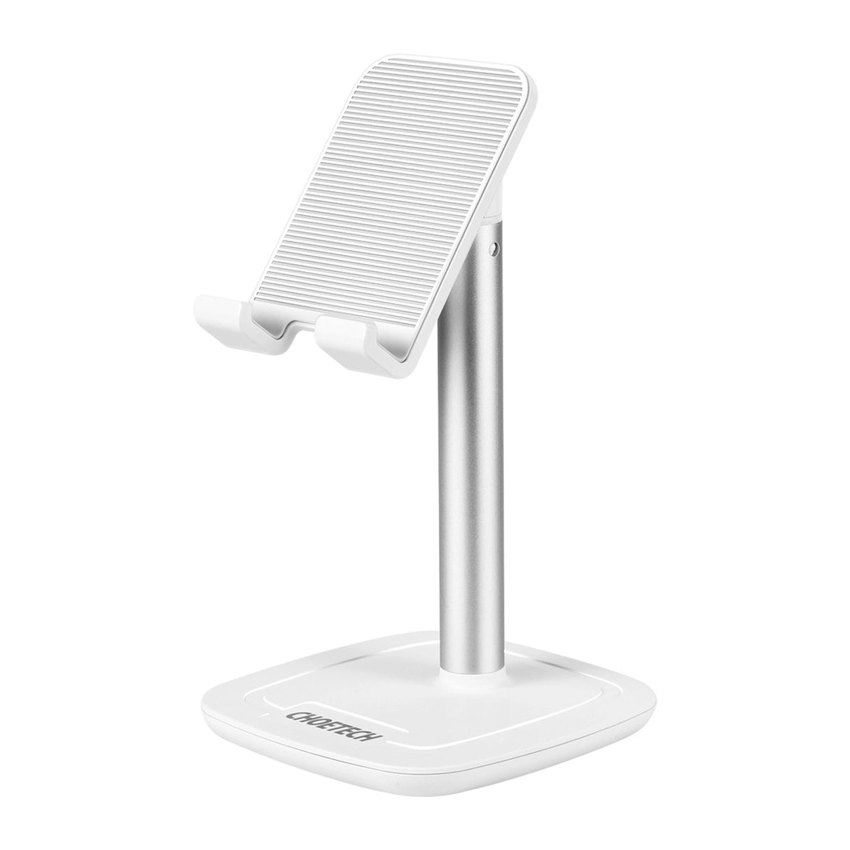 Choetech H035 aluminium stand til en telefon eller tablet med justering - hvid og sølv