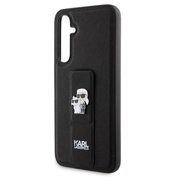 Karl Lagerfeld Gripstand Saffiano Karl&Choupette Pins case for Samsung Galaxy S23 FE - black