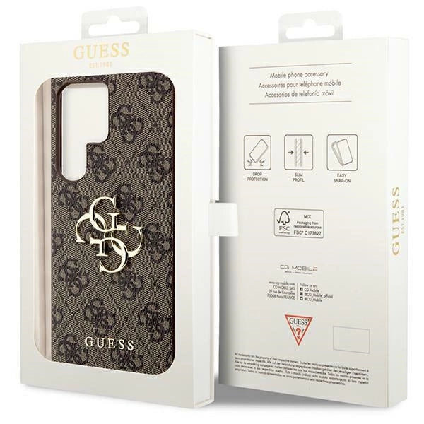 Guess 4G Big Metal Logo Case til Samsung Galaxy S24 Ultra - Brunt