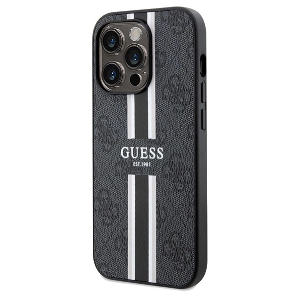 Guess 4G Printed Stripes MagSafe case for iPhone 15 Pro Max - black
