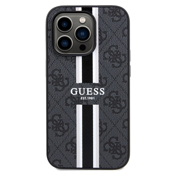 Guess 4G Printed Stripes MagSafe case for iPhone 15 Pro Max - black