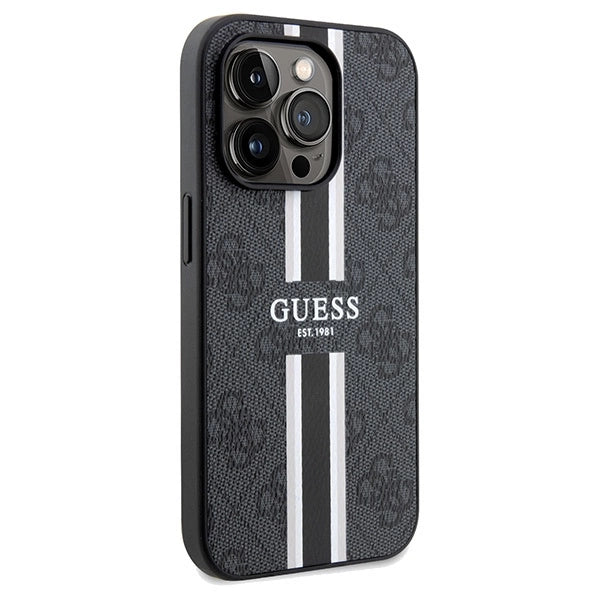 Guess 4G Printed Stripes MagSafe case for iPhone 15 Pro Max - black