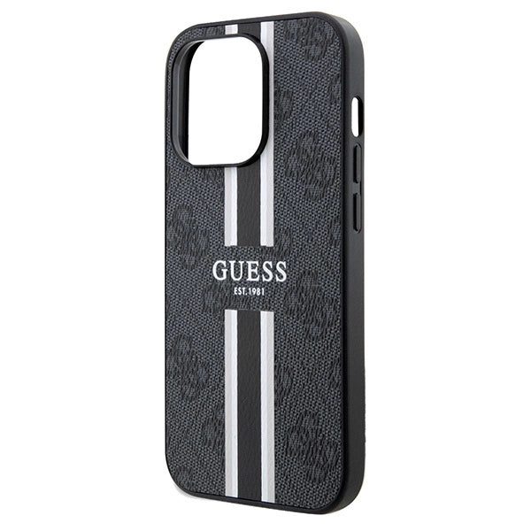 Guess 4G Printed Stripes MagSafe case for iPhone 15 Pro Max - black