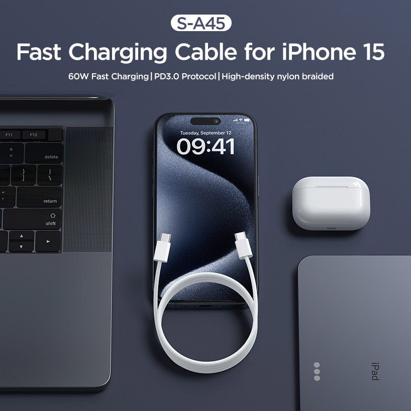 Joyroom Ben Series S-A45 USB-C / USB-C 60W Cable 1 m - White
