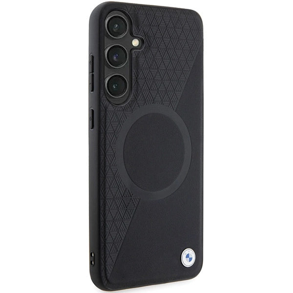 BMW BMHMS24M23RTPK S24+ S926 black/black hardcase Signature Leather Half Textured & Circle MagSafe