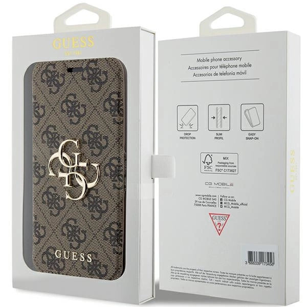 Guess 4G Metal Logo case for iPhone 15 Pro Max - brown