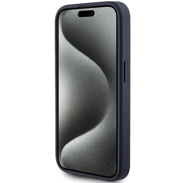 Guess 4G Triangle Metal Logo case for iPhone 15 Pro - blue