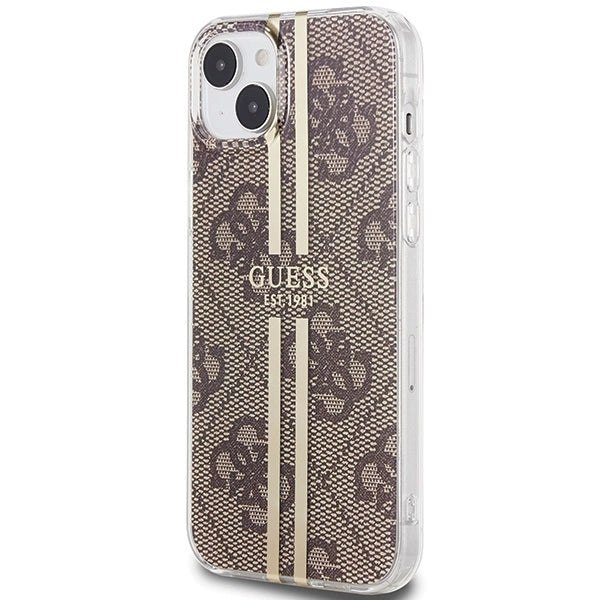 Guess IML 4G Gold Stripe-kasse til iPhone 15 Plus / 14 Plus - brun