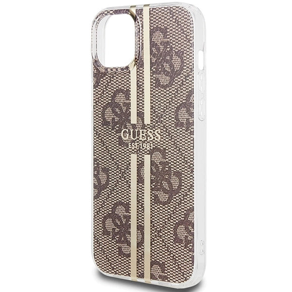 Guess IML 4G Gold Stripe-kasse til iPhone 15 Plus / 14 Plus - brun