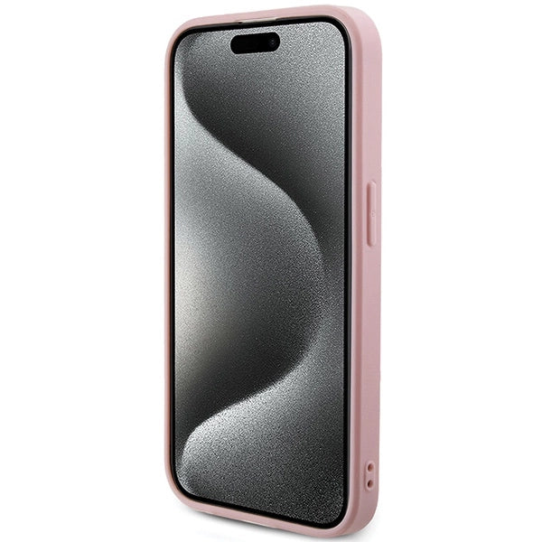 Guess GUHCP15XPSAIRSP iPhone 15 Pro Max 6.7" pink/pink hardcase Saffiano Iridescent Script