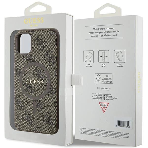 Guess GUHMN61G4GFRW iPhone 11 6.1" / Xr brown/brown hardcase 4G Collection Leather Metal Logo MagSafe