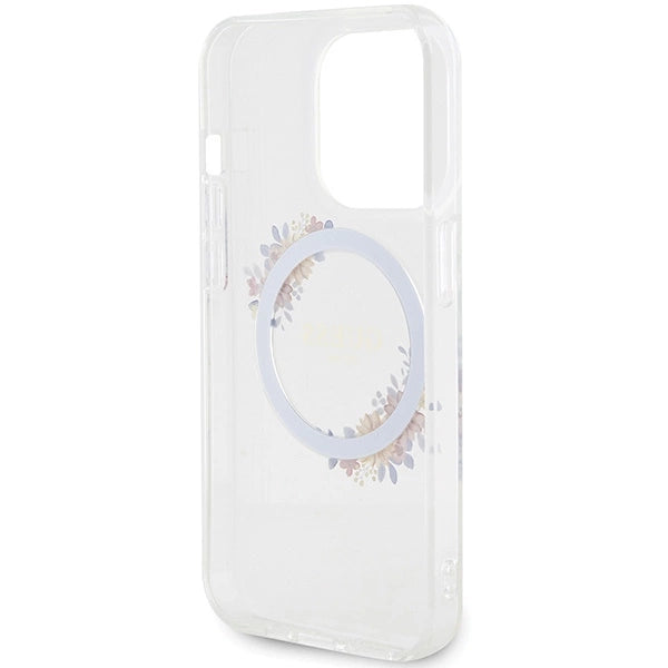 Guess IML Flowers Wreatch MagSafe iPhone 15 Pro Max Case - Clear