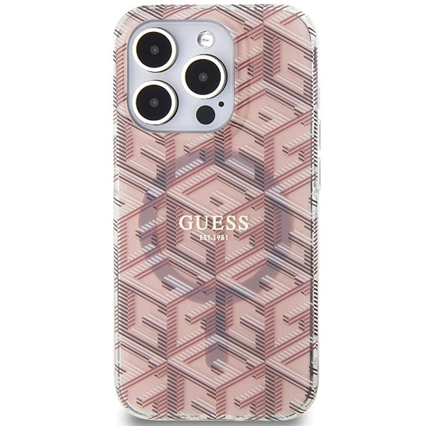 Guess IML GCube MagSafe-hylster til iPhone 15 Pro Max - pink